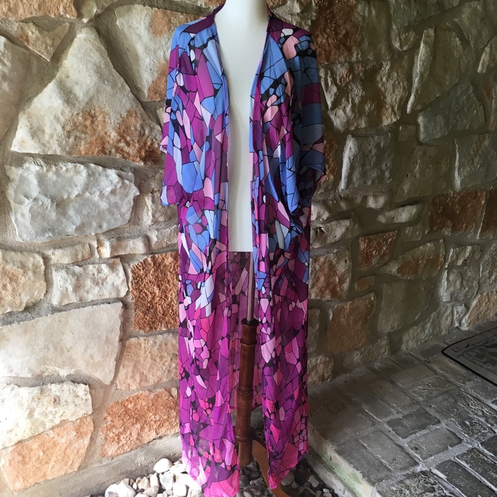 5⭐️Fave!! Purple Abstract Kimono Duster - Picture 4 of 8
